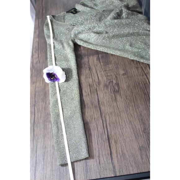 House of Harlow 1960 Sparkle Long Sleeve Bodice Top Sweater Disco Goth Medium - Picture 12 of 13